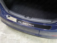 Накладка на задний бампер (нерж.лист, зеркальный, надпись "ELANTRA")